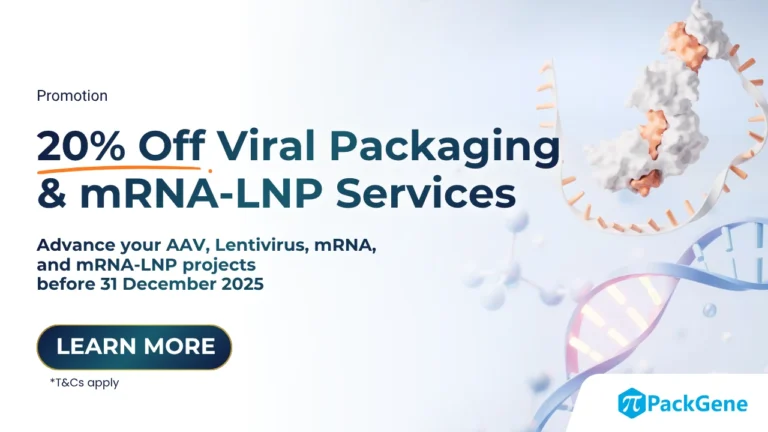 20% off Virus Packaging and mRNA-LNP service by Packgene x Atlantis Bioscience, valid until 31 December 2025