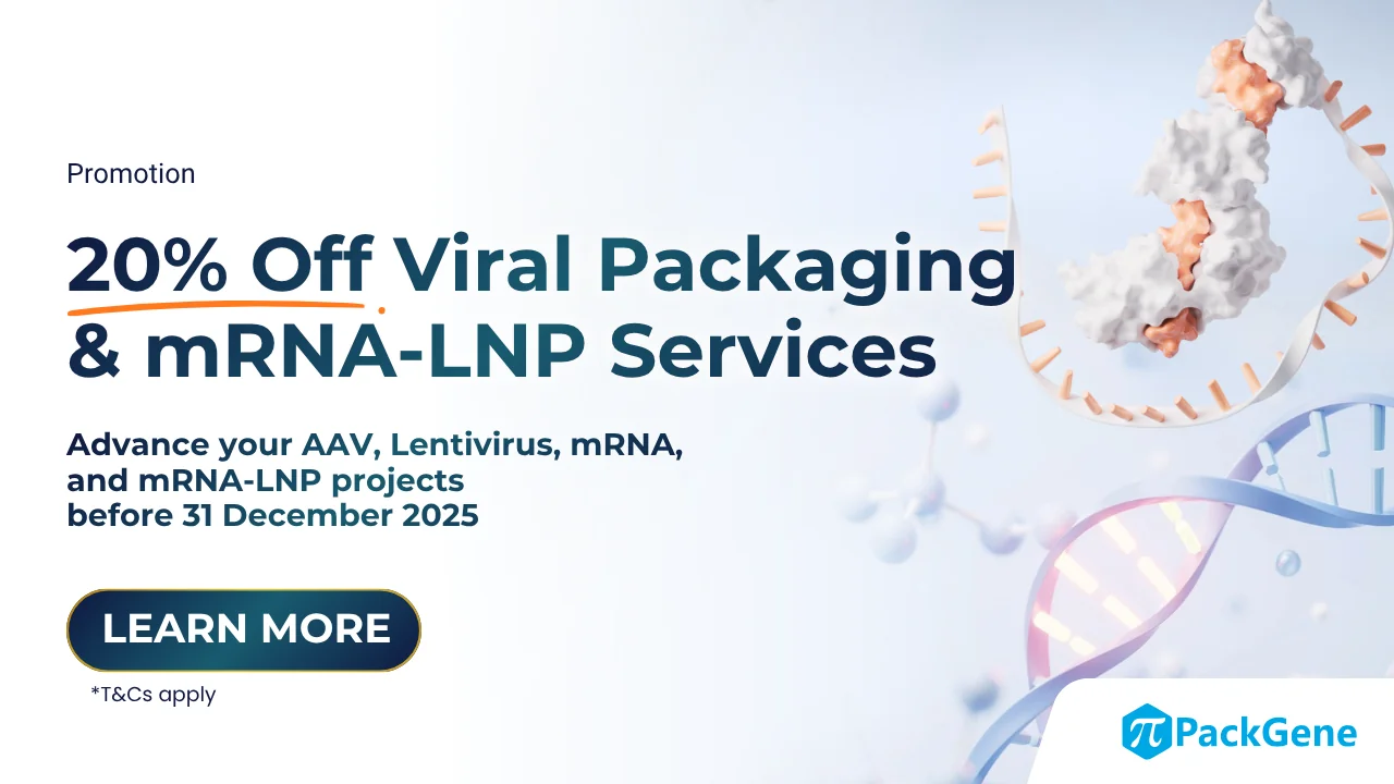 20% off Virus Packaging and mRNA-LNP service by Packgene x Atlantis Bioscience, valid until 31 December 2025